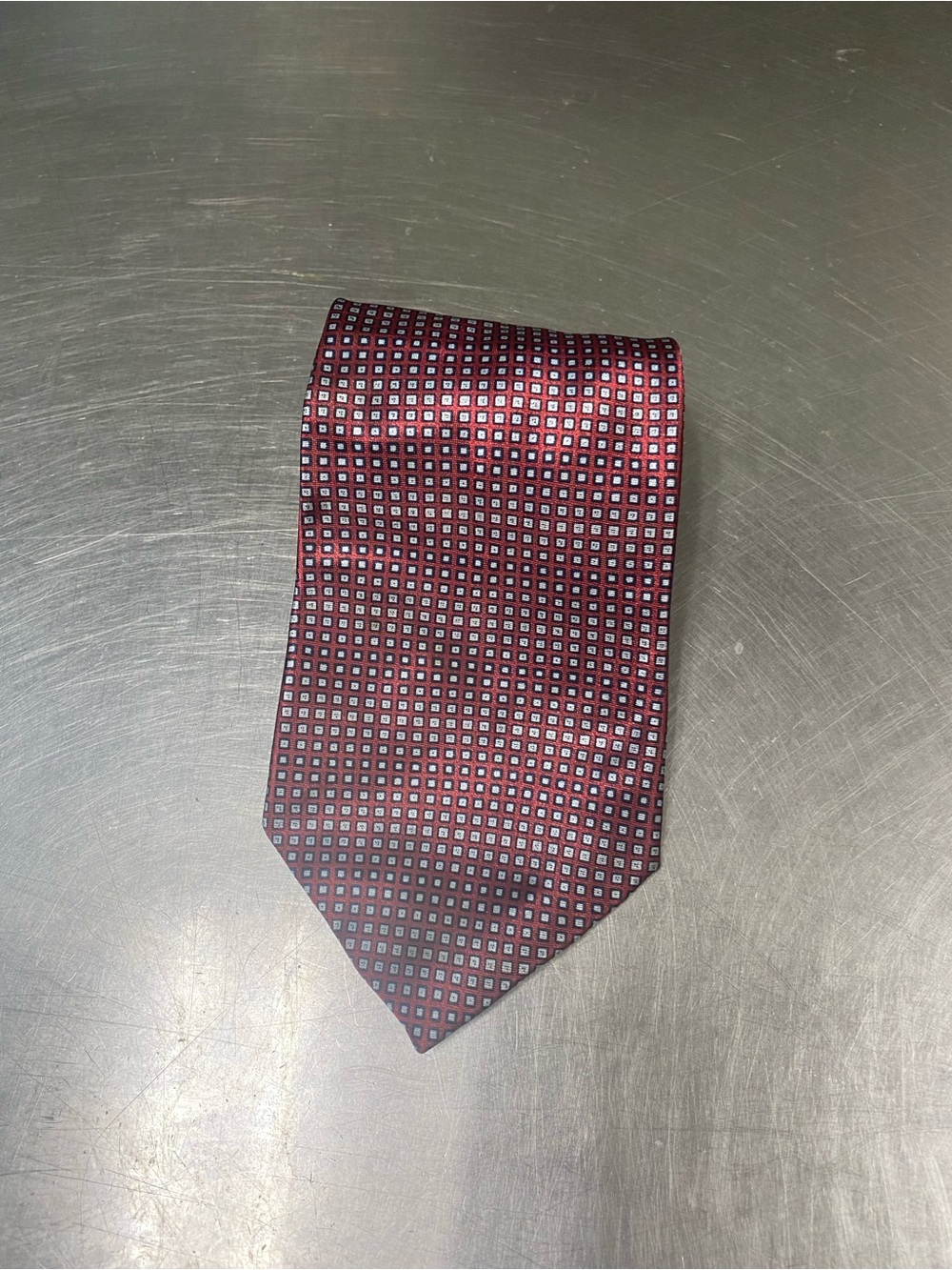 Men's Burgundy Micro-Check Silk Tie